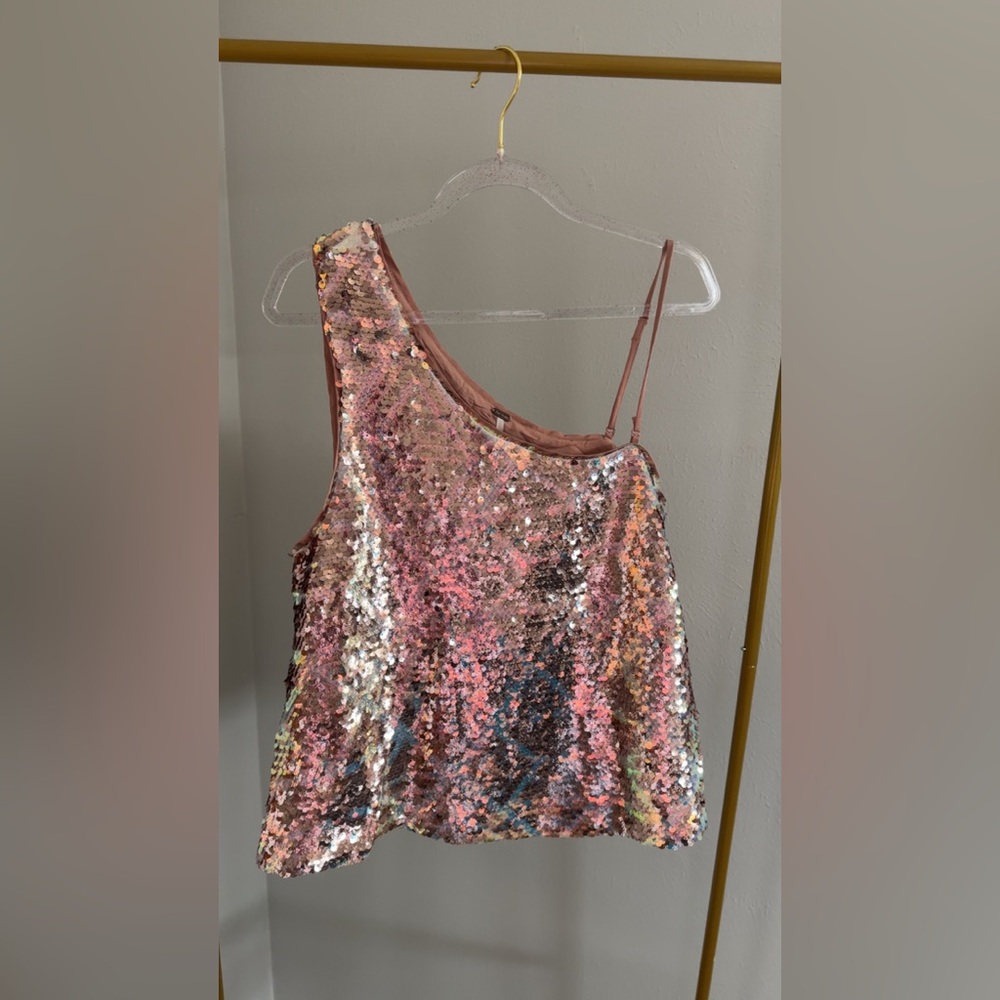 Sequin One-Shoulder Top